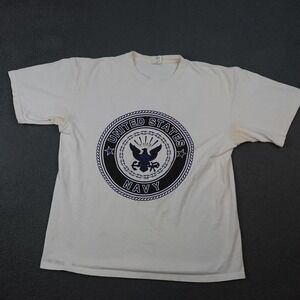 Vintage United States Navy Shirt Mens XL White Soffe Double Sided Made USA